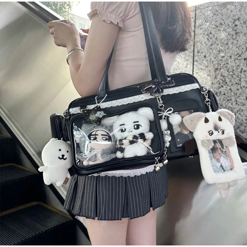 New Concert Ita Bags Y2k Cute Jk Girl Shoulder Bags Badge Display Transparent Crossbody Bag Stylish Large-capacity Commuter Bags