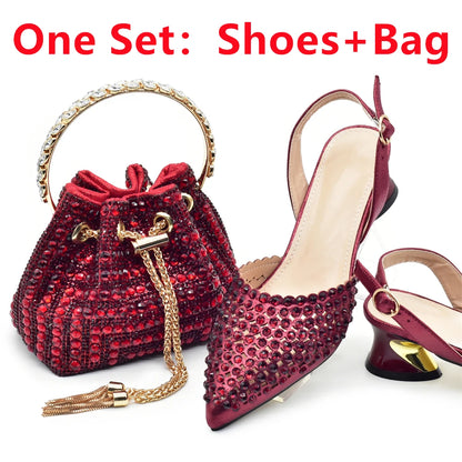Nigeria Shoe and Bag Wedding Shoes Bride Nigerian Ladies Wedding Shoes Luxury Italian Style Heels African Women Party Pumps