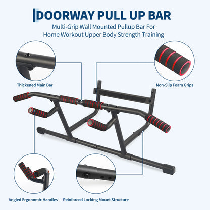 Adjustable Pull-Up Bar for Doorways – Heavy-Duty No-Screw Chin Up Bar for Home Gym Strength Training, Fits Most Door Frames