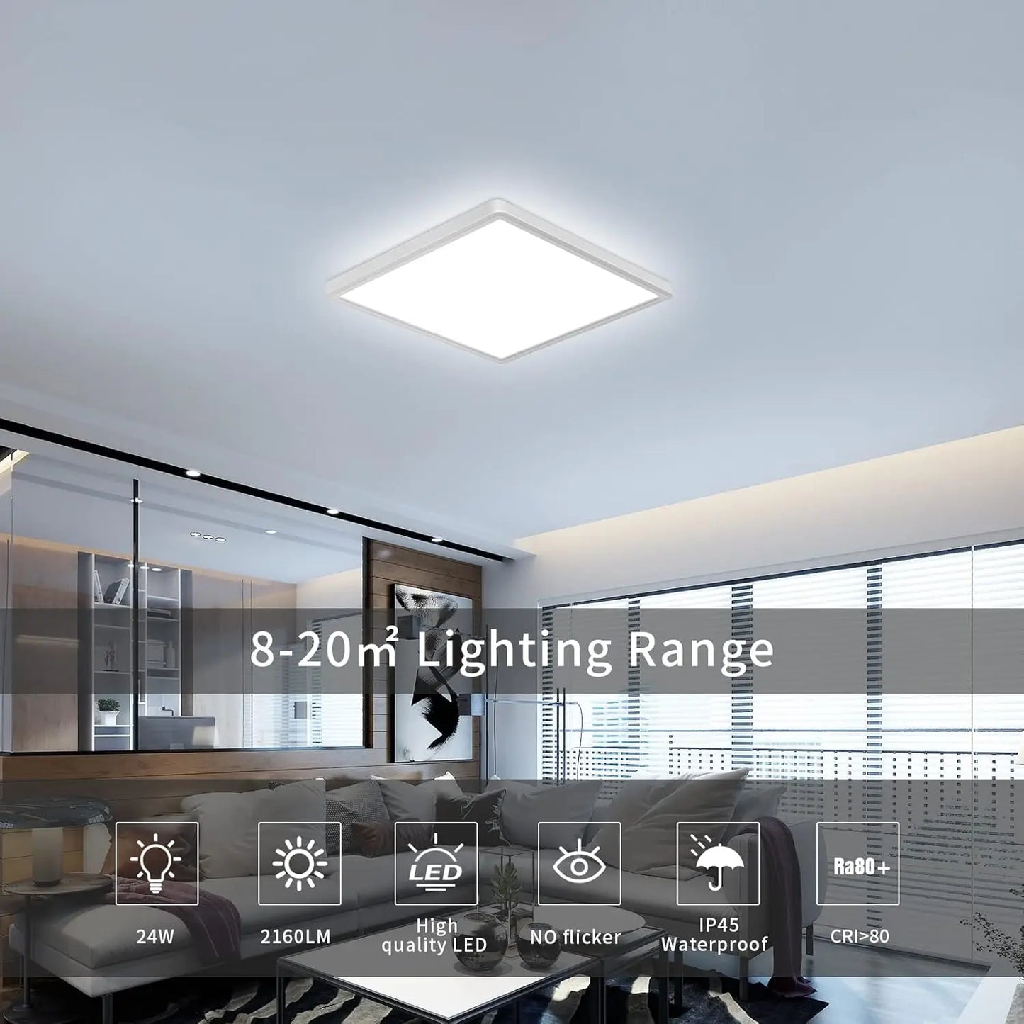 Tuya Smart LED Ceiling Lamp Wood Grain App Voice Control Alexa/Google Remote Control Square Ceiling Lights Living Room