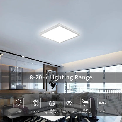 Tuya Smart LED Ceiling Lamp Wood Grain App Voice Control Alexa/Google Remote Control Square Ceiling Lights Living Room
