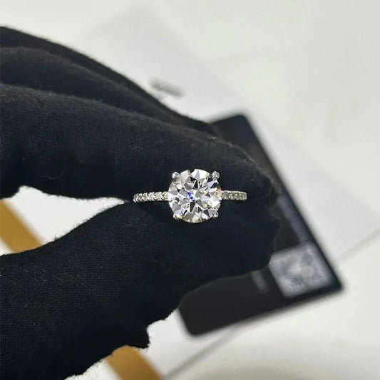 AETEEY 1CT - 3CT Real Moissanite D Color Four Prong Ring 925 Sterling Silver Fine Jewelry Wedding Gift for Women RI027