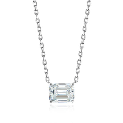 Smyoue 1-3CT Solitaire Moissanite Necklace for Women Emerald Cut Lab Diamond Wedding Female Necklace 925 Sterling Silver Jewelry