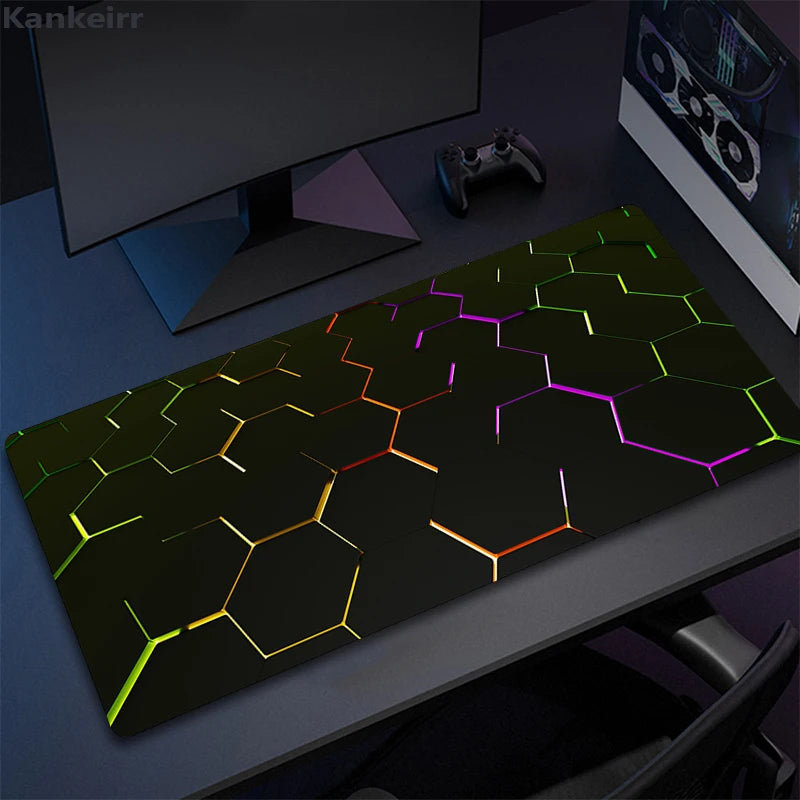 XXL 3D Cool Geometry Mouse Pad Large Computer Rug Office Table Mat 90x40cm Rubber Anti-slip Gaming Keyboard Mousepads Desk Pads