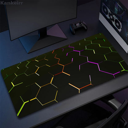 XXL 3D Cool Geometry Mouse Pad Large Computer Rug Office Table Mat 90x40cm Rubber Anti-slip Gaming Keyboard Mousepads Desk Pads