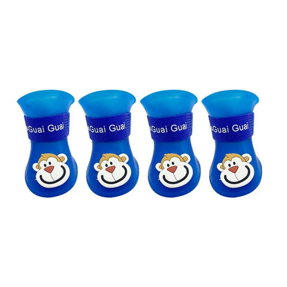 4pcs/set Waterproof Pet Dog Shoes Anti-slip Rain Boots Footwear for Small Cats Dogs Puppy Dog Pet Booties Pet Paw Accessories
