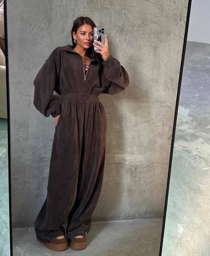 Sports and Leisure Contrast Color Jumpsuit Fashion Trend Street Jumpsuit Women’s Suit New Women Clothing