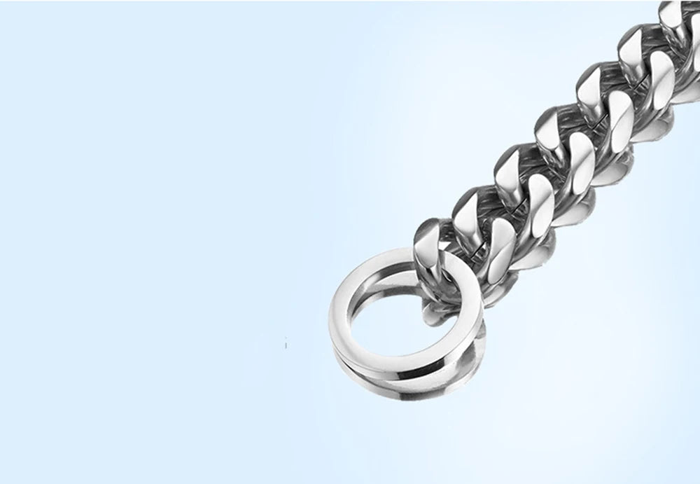 Heavy Duty 19mm Stainless Steel Dog Choke Chain Collar Pet Necklace Sliver 18K Gold Dog Cuban Link for Pit Bull Mastiff Bulldog