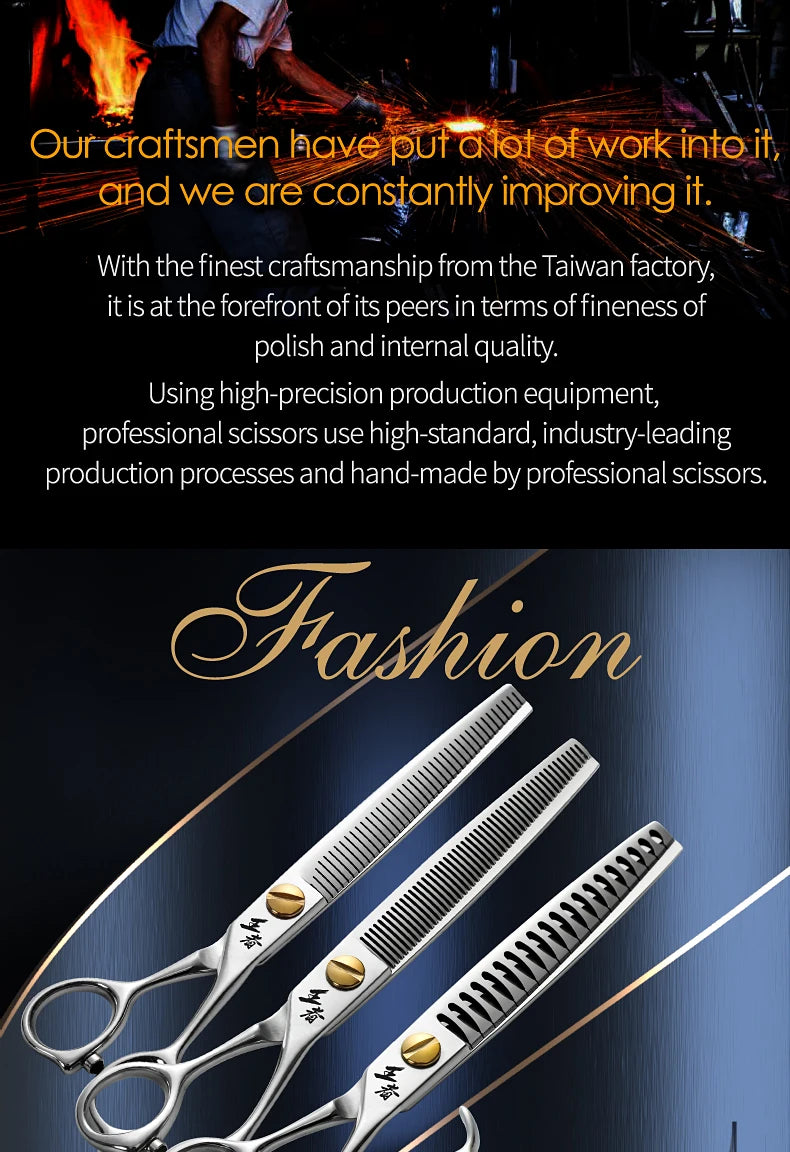 Fenice King Series VG10 Steel 7/7.5/8 Inch Professional Pet Dogs Grooming Scissors Straight Curved Thinnier Chunker Shears Tools