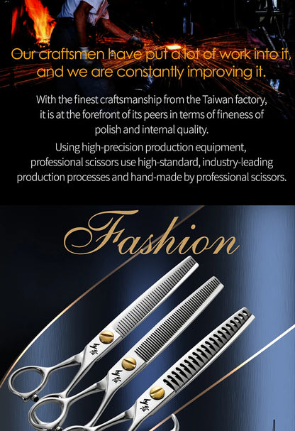 Fenice King Series VG10 Steel 7/7.5/8 Inch Professional Pet Dogs Grooming Scissors Straight Curved Thinnier Chunker Shears Tools