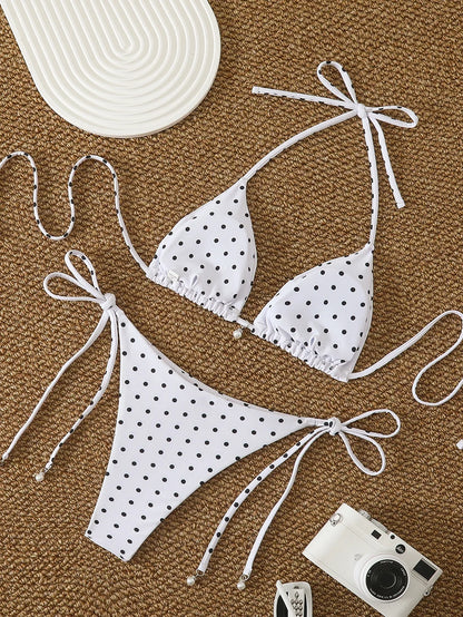 Sexy  Micro Bikinis Sets Pearl Dot Print Swimwear 2026 Bathing Suit Woman Beachwear Women Beach Summer Bikini Two-piece Swimsuit