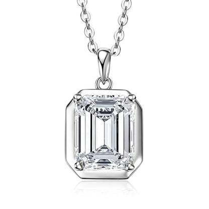OXTAO Minimalist Moissanite Solitaire Pendant Necklace Emerald Cut D VVS1 for Women 14K Gold Filled Charm Necklace Jewelry Gift