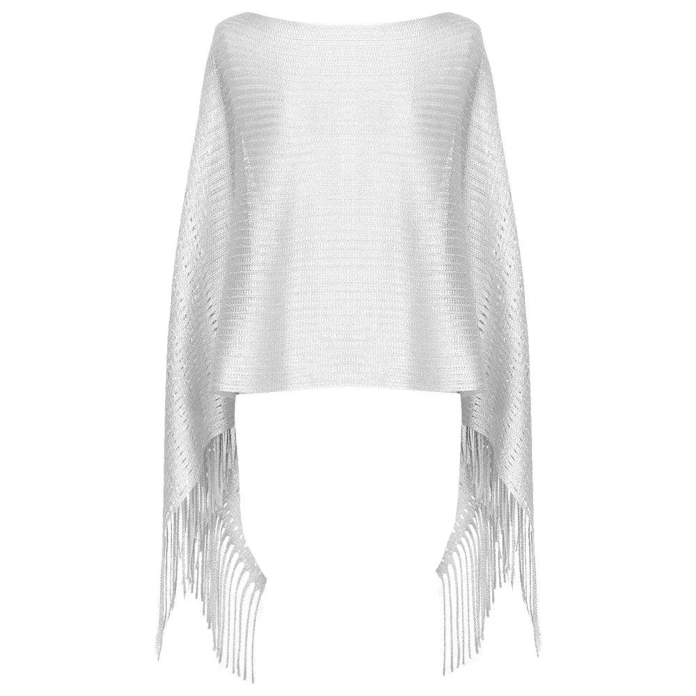 Summer Sun Protection Scarf Gold Silver Tassels Wedding Scarf Elegant Temperament Dresses Shawls for Women