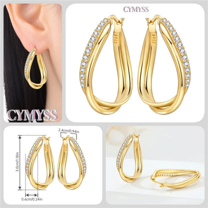 Original 925 Sterling Silver Heart Vintage Luxury Earrings Fashion 18K Gold Hoop Earrings for Women Piercing Jewelry Aretes 2026