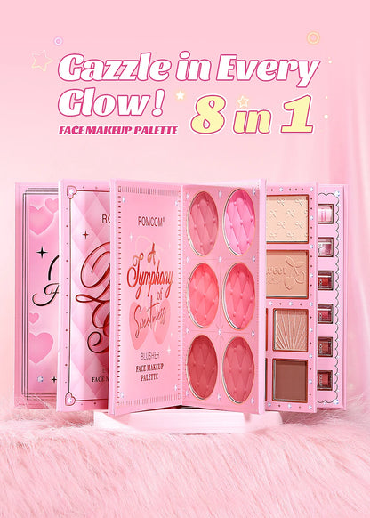 All-in-One 5-Page Makeup Magic Book: Full Kit with Multi-Shade Eyeshadow, Blush, Highlighter, Contour & Glossy Lip Gloss