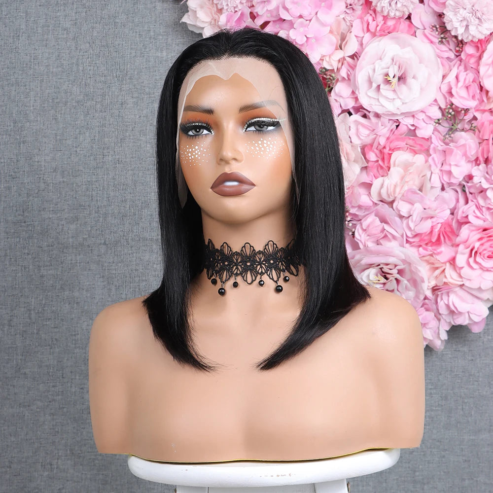 BOB Lace Front Wig Human Hair Straight 200% Full Density 13x4 HD Transparent Lace Frontal Wigs Bob Hair Lace Front Wig For Women