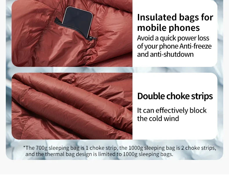 Naturehike SnowBird Down Sleeping Bag Ultralight Waterproof Mummy Sleeping Bag Winter Duck Down Sleeping Bag SP400 SP700 SP1000