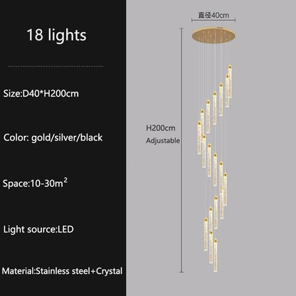Modern Ceiling Chandelier Luxury Staircase Crystal Chandeliers Duplex Attic Villa Living Room Pendant Lights Home Decor Lighting