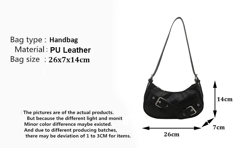Y2K VintagePULeather WomenShoulderBag Small Crossbody Bag for Women Fashion Ladies Underarm Bag Clutch Purse Female Handbag