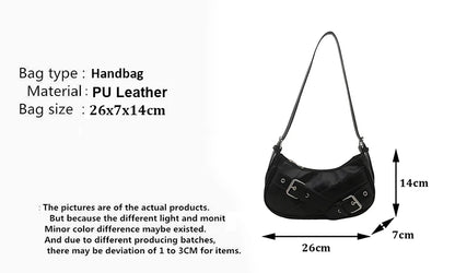 Y2K VintagePULeather WomenShoulderBag Small Crossbody Bag for Women Fashion Ladies Underarm Bag Clutch Purse Female Handbag