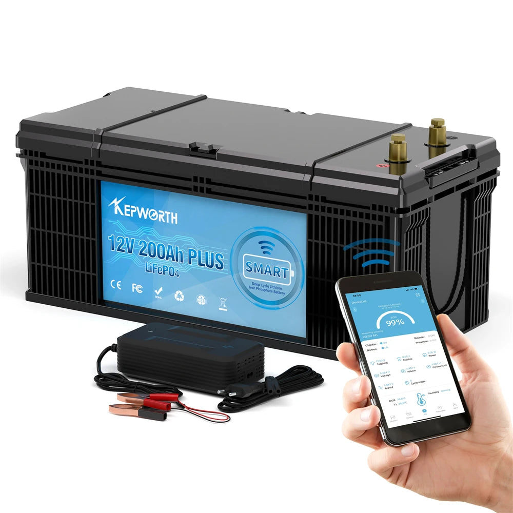 12V LiFePO4 Battery Pack 100 120 135 200Ah for Golf Cart RV Campers Off-Road Built-in Bluetooth 6000 Cycles Lithium Power