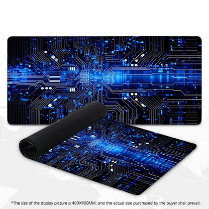 Large Gaming Mouse Pad Futuristic Tech Circuit Board Neon Chip XXL Non-Slip Rubber Keyboard Deskmat Electronic Office Table Mat