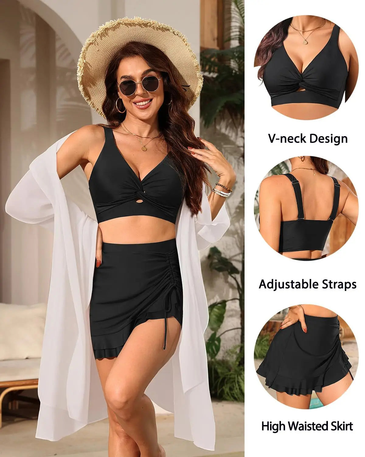 2026 Printed Floral Swimsuit Women Two Pieces Beach Skirt Halter Swimwear Female Bathers Bathing Swimming Swim Suit Beachwear XL