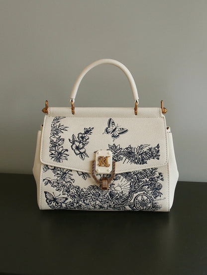 New fashion 2026 luxury handbag high quality niche design high sense embroidery western style small square bag with double-sided