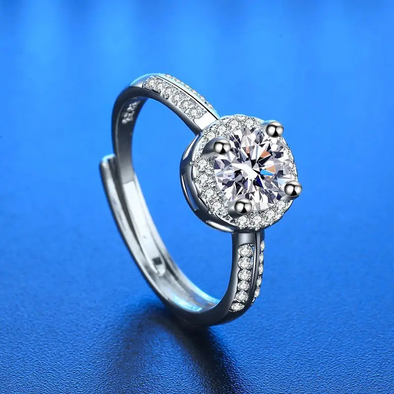 925 Sterling Silver Ring Heart AAA Zircon Open adjustable Engagement For Women Wedding Fashion Jewelry Party Gifts