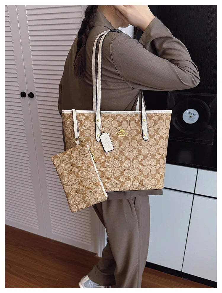 European and American Fashion Printed Large Capacity Women's Bag 2026 New Trendy Retro Luxury Single Shoulder Tote Bag