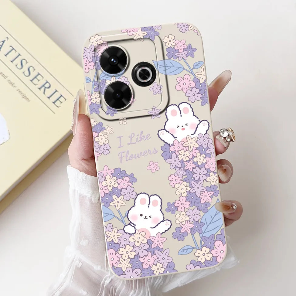 Casing For Redmi 13 Case 13 5G Cute Cat Fashion Luxury Flowers Silicone Shockproof Back Cover For Redmi 13 5G Phone Case Bumper