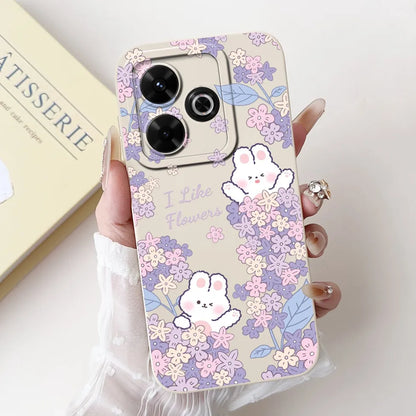 Casing For Redmi 13 Case 13 5G Cute Cat Fashion Luxury Flowers Silicone Shockproof Back Cover For Redmi 13 5G Phone Case Bumper