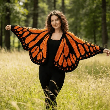 Crochet Monarch Butterfly Knit Cardigan Soft Breathable MonarchButterfly Cardigan Sweater Keep Warm with Butterflies Wing