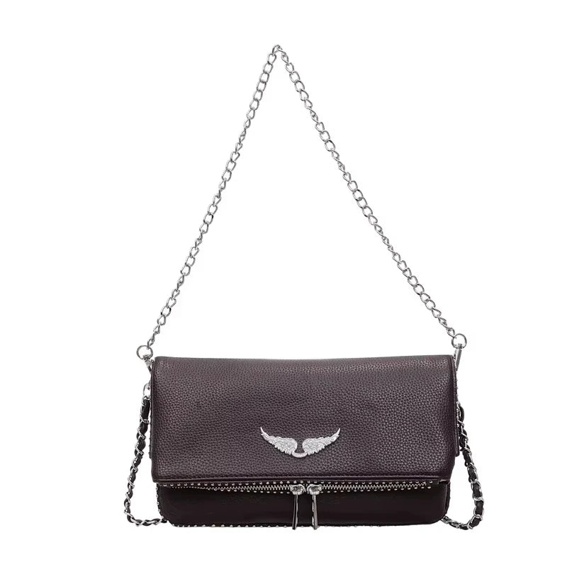 Fashionable Retro Ladies Chain-Shoulder Square Bag Luxury Textured Crossbody Shoulder Bag Women Handbags and Purses Underarm Bag