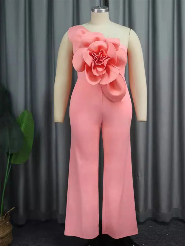 Wmstar Women Jumpsuit Flowers Single Sleeved Luxry African Romper New in Summer Fashion Street Wear Wholesale Dropshipping 2025