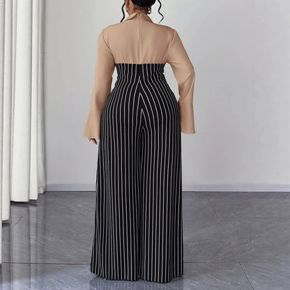 XL-4XL Plus Size Women Clothes Jumpsuit Clothes Long Sleeve Urban Leisure Bodysuit New Wide Leg Jumpsuit Wholesale Dropshipping