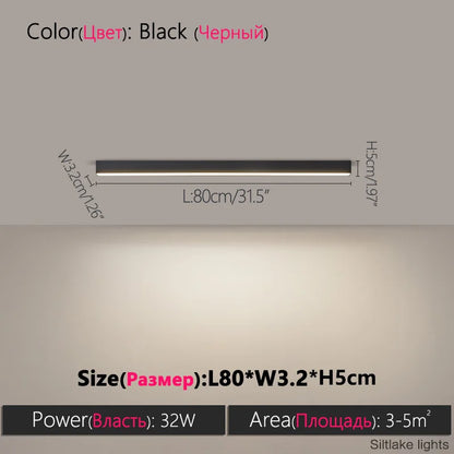 Modern Long Strip Ceiling Light Surface Mounted Minimalist Aisle Lamp Living Room Bedroom Kitchen Home Office LED Lighting