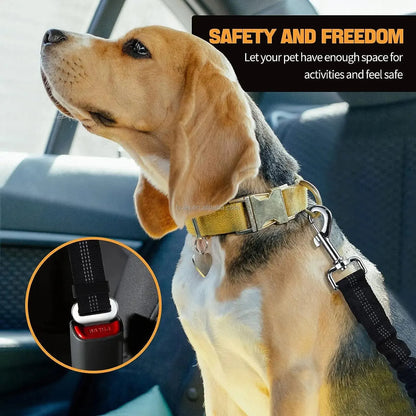 1PCS High Grade Dog Car Safety Belt Dog Safety Belt with Damping Belt and Reflective Line Adjustable Length Suitable Any Dog