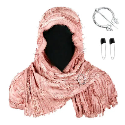 Techwear Style Ripped Tassel Punk Vintage Scarf Man Woman Medieval Knight Cape Cloak Halloween Cosplay Shawl Costume
