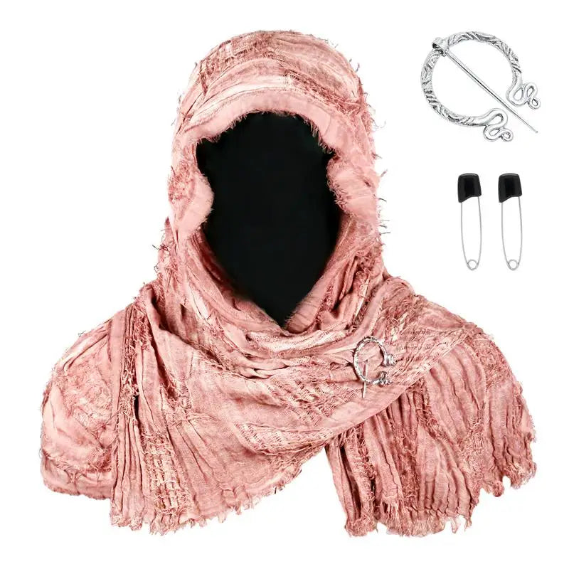 Techwear Style Ripped Tassel Punk Vintage Scarf Man Woman Medieval Knight Cape Cloak Halloween Cosplay Shawl Costume