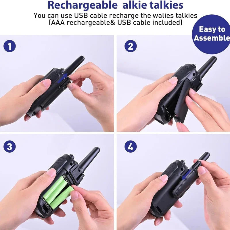 2PCS Kids Portable Outdoor Children Two Way Radio UHF Receiver Walkie-Talkie Radio Comunicador Mini Walkie Talkie For Boys Girls