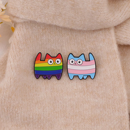 Cute Animal Rainbow Cat Enamel Pin LGBT Gay Brooches for Women Men Lapel Pins Badges on Backpack Gay Accessories Jewelry Gifts