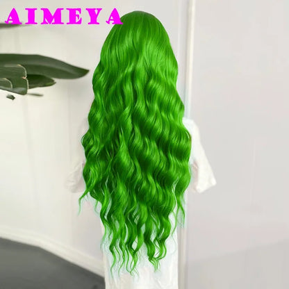 AIMEYA  Red Long Wig Natural Hairline Loose Wave Lace Front Wig for Women Daily Use Heat Resistant Synthetic Hair Blue Purple