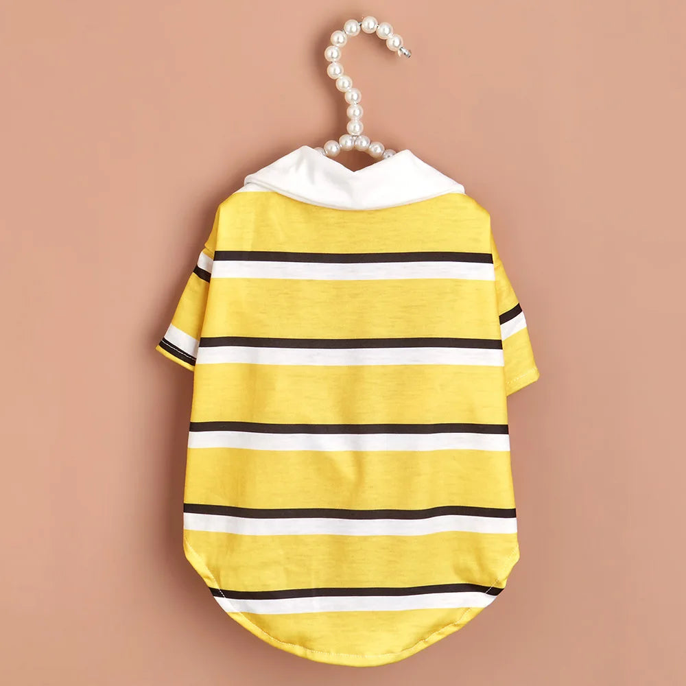 Sport Stripe Puppy Dog Polo Shirt Spring Autumn Pet Clothes for Small Dogs Schnauzer Maltese Bichon Pullovers Mascotas Clothing
