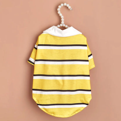 Sport Stripe Puppy Dog Polo Shirt Spring Autumn Pet Clothes for Small Dogs Schnauzer Maltese Bichon Pullovers Mascotas Clothing