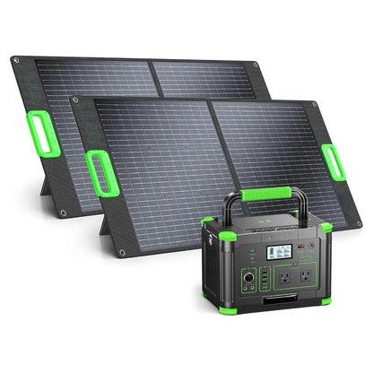 999Wh Lithium Portable Power Station,1000W 60W PD Output,2x100W Solar Panels Matched Generator Set, Custom
