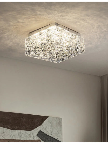 Modern Nordic Luxury Crystal LED Ceiling Light Gold Chrome Flush Mount Lamp for Living Dining Room Bedroom Home Decor Lighting