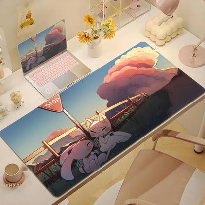 HYBXAXC Cute T-Toro I-Inoue Cat Mouse Pad Non-slip Desk Mat PC Laptop Accessories Rubber Office Keyboard Large Gamers Decoracion