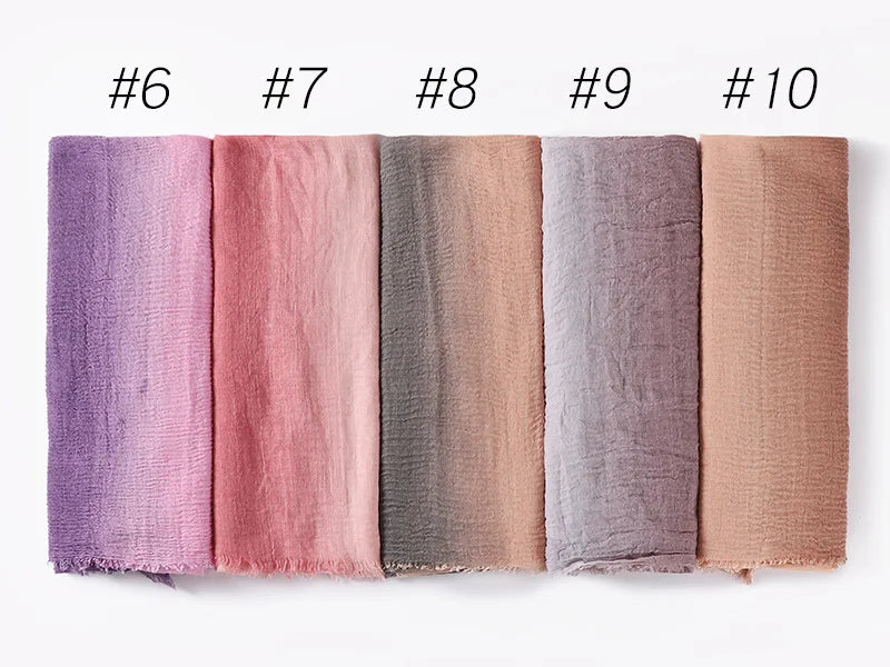 180*90cm Gradient Cotton Linen Women Muslim Hijab Scarf Woman Islamic Arab Shawl Wrap Head Scarves Ready To Wear Headscarf