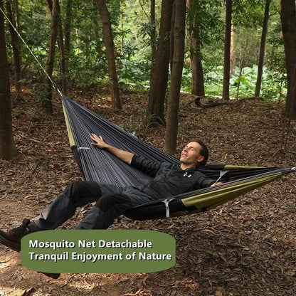 Outdoor Camping Hammock with Sunshade and Mosquito Net Anti-Rollover Single Double Portable Hanging Bed with Bug Net